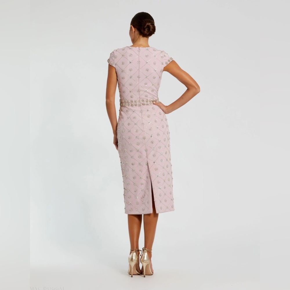 MAC DUGGAL
Pink Hand Embellished High Neck Midi Dress Size 4 - Picture 4 of 4